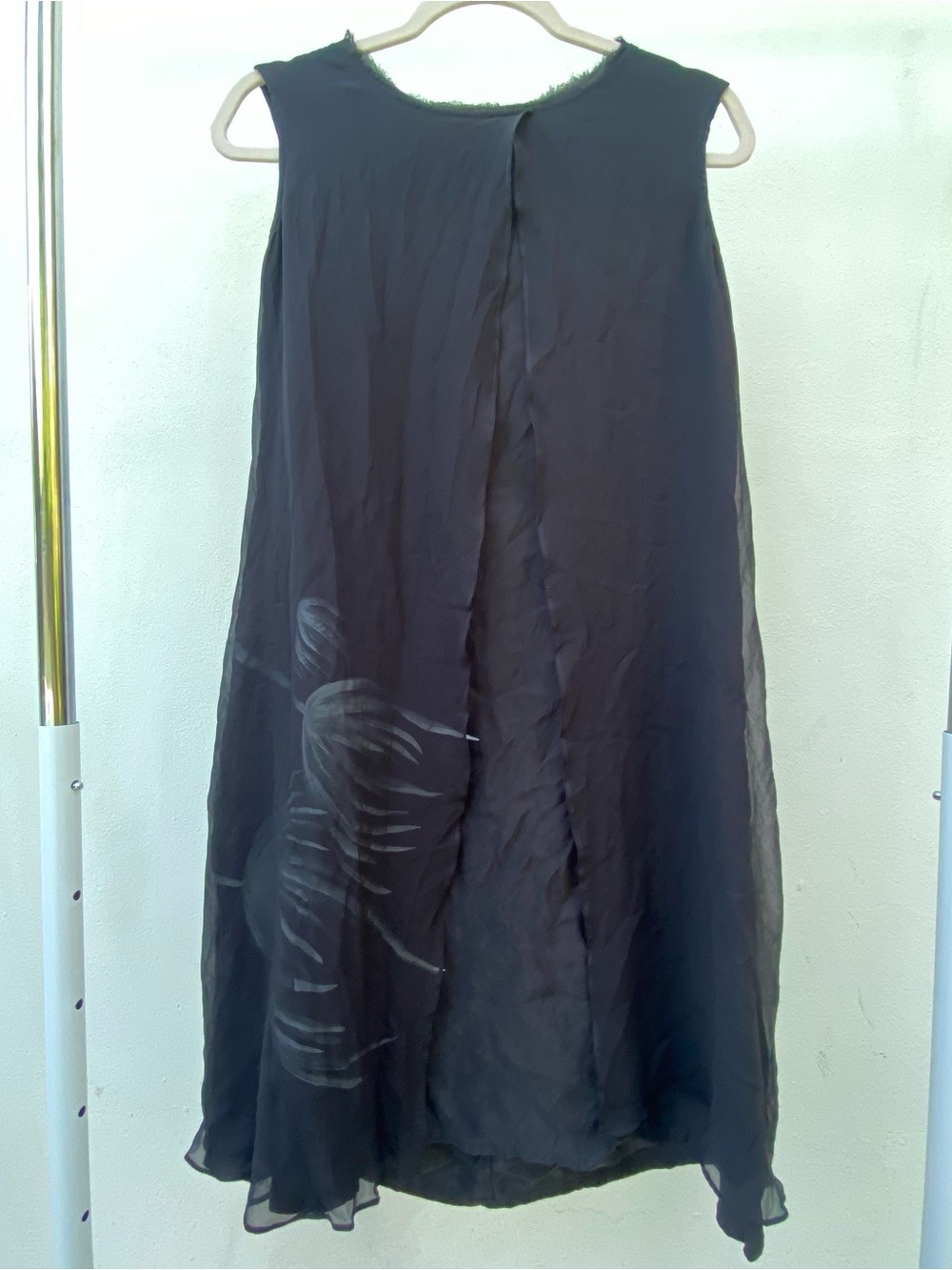 AZAI Black & White Floral Layered Shift Dress Size Small